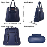Ladies' Vegan Leather Top Handle Backpack or Daypack Bags: Blue