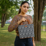 Handcrafted Fabric Top Handle Tote Bag for Women Satchel bag: Abstract