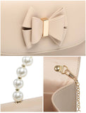 HD027-Pearl Top Handle Tie PU Clutch Bag: Silver