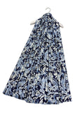 Decorative Leaf Floral Print Wool Frayed Scarf: Navy Blue