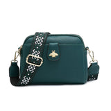 B23002 Bee Cross Body Handbag with double zip top sections: D Brown