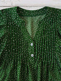 V-neck Button Pleated Top