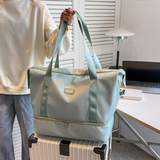 Large Capacity Bottom Zippered Compartment Handle Bag: Light Blue / One Size