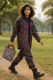 Handcrafted Fabric Top Handle Tote Bag for Women Satchel bag: Multicolor