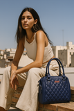 PU Leather Women’s Handbag – Top Handle with Crossbody Strap: Blue