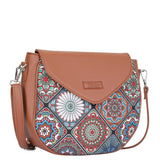Hand Crafted Fabric Printed Crossbody Sling Bag for Womens: Blue