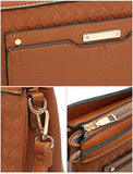 B23026-Triple compartments Top Zipped Cross Body Bag: Wine Red