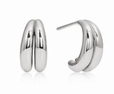 SILVER DOUBLE RIDGE EARRINGS
