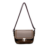 MCZ2411M-Twist Lock Top Zipped Colour Blocks Crossbody Bag: Black