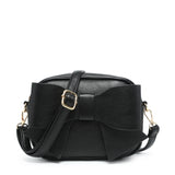 B23020-Big Bow Tie On The Front Cross Body Bag: Black