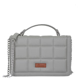 Women’s Vegan Leather Quilted Top Handle Crossbody Sling Bag: Brown