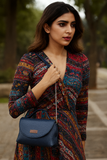 Vegan Leather Crossbody Bag for Women, Top Handle Handbag: Blue