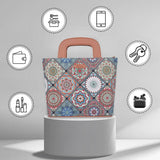 Handcrafted Fabric Top Handle Tote Bag for Women Satchel bag: Multicolor