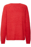 Fransa Kanva red sweater soft scalloped neck