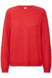 Fransa Kanva red sweater soft scalloped neck