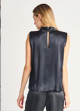 Black tape, mock neck blouse