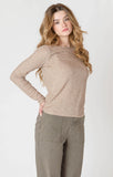 Room 34 Boatneck Textured Heathered Taupe Top