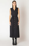 Dex black long button up dress