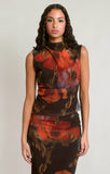 Dex brown orange floral tank
